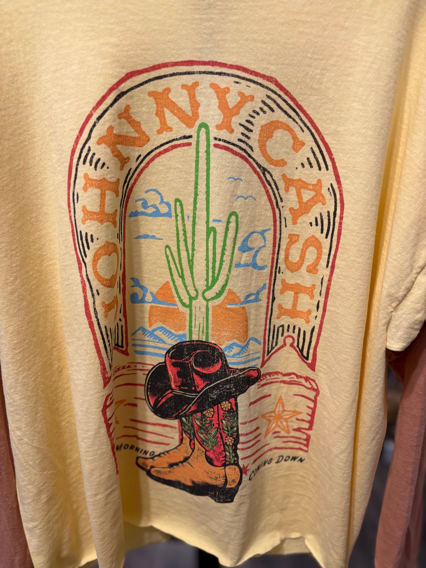 Johnny Cash Upcycled Drop-Sleeve Tee One Size Fits a Small to XL