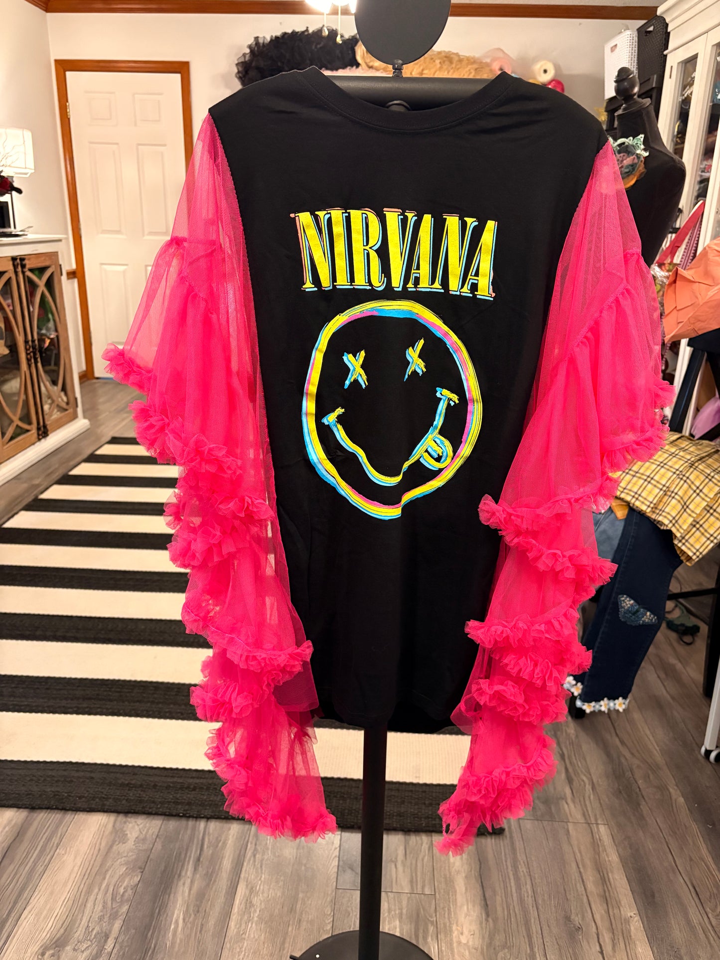 Nirvana Upcycled Rockstar Poncho One Size Fits a Small to 2X