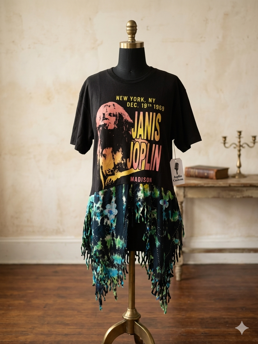 Bobby Upcycled Fringed Bottom Tee Dress Fits a Small to XXL