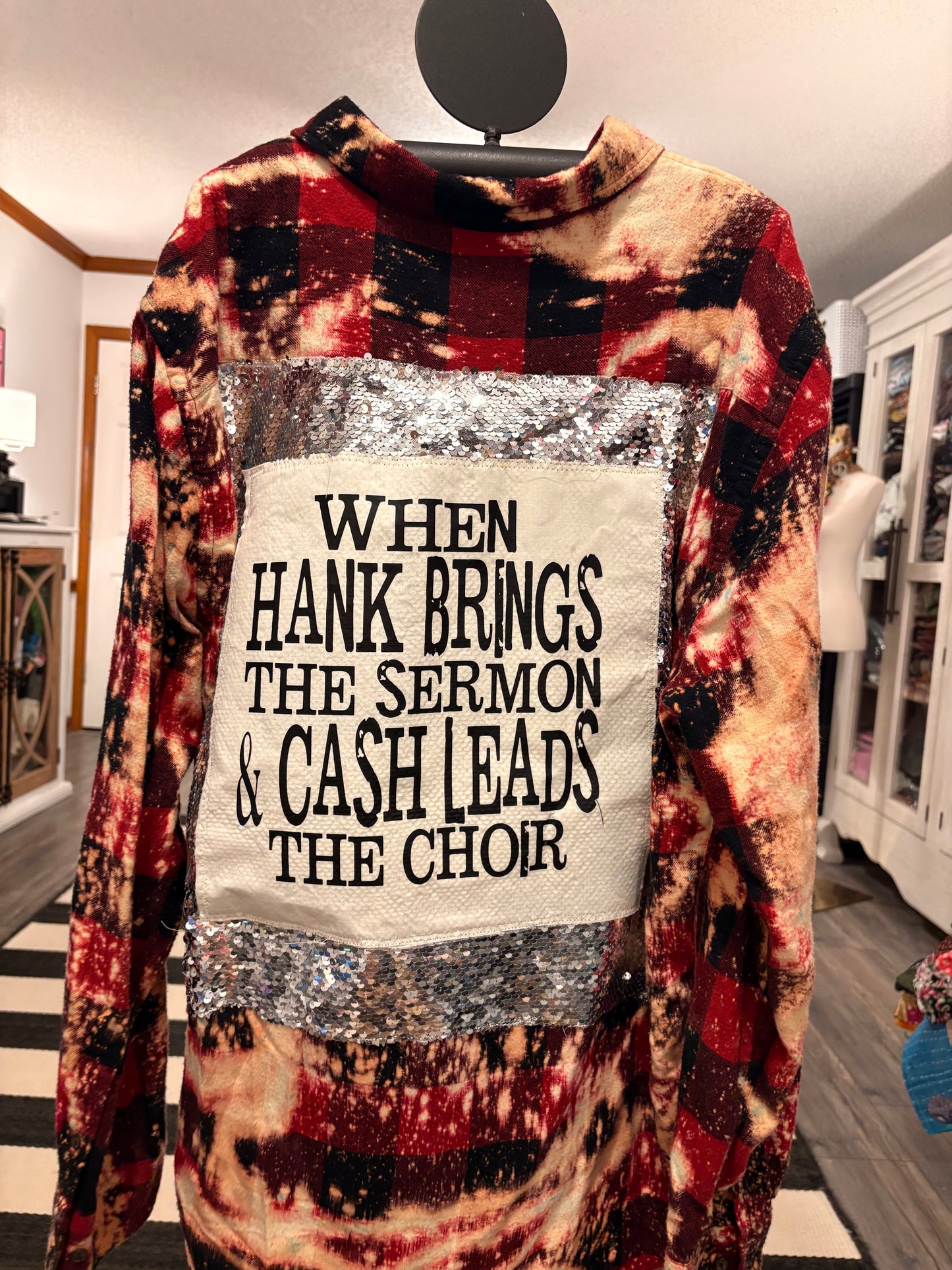 Flashy Flannel with Sequin Panel Hank Brings Sermon Small to XXL 4-16
