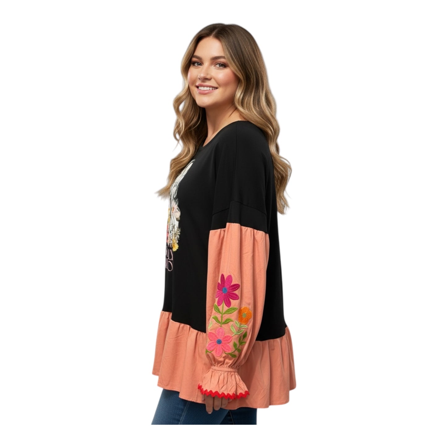 Dolly Upcycled Drop-Sleeve Tee One Size Fits a Small to XL