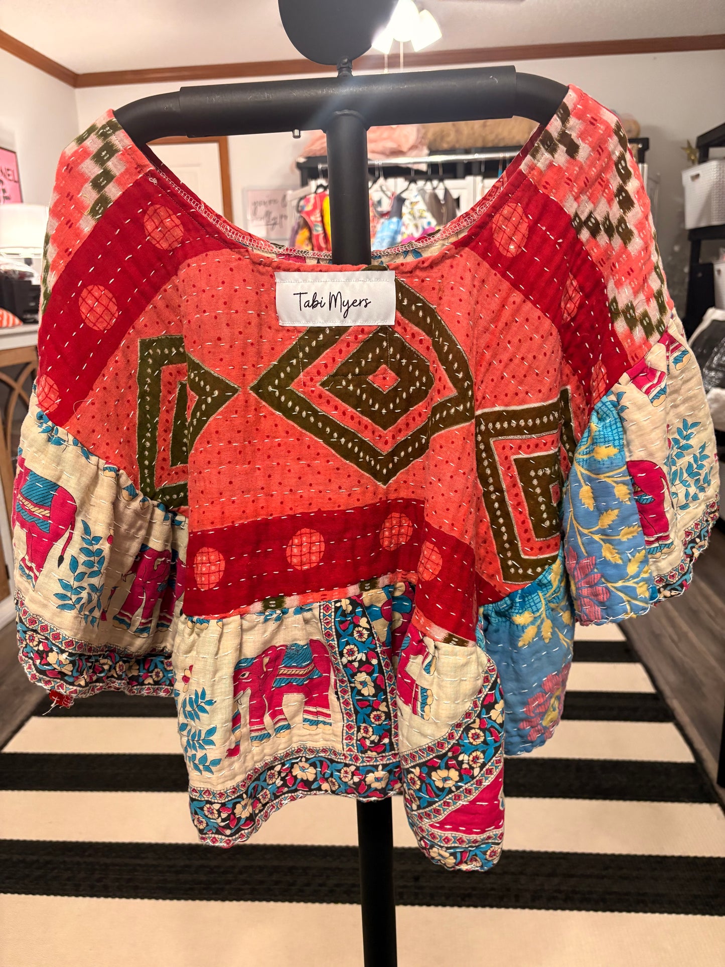 Lizzy Kantha Circle Top One Size Fits a Small to Large