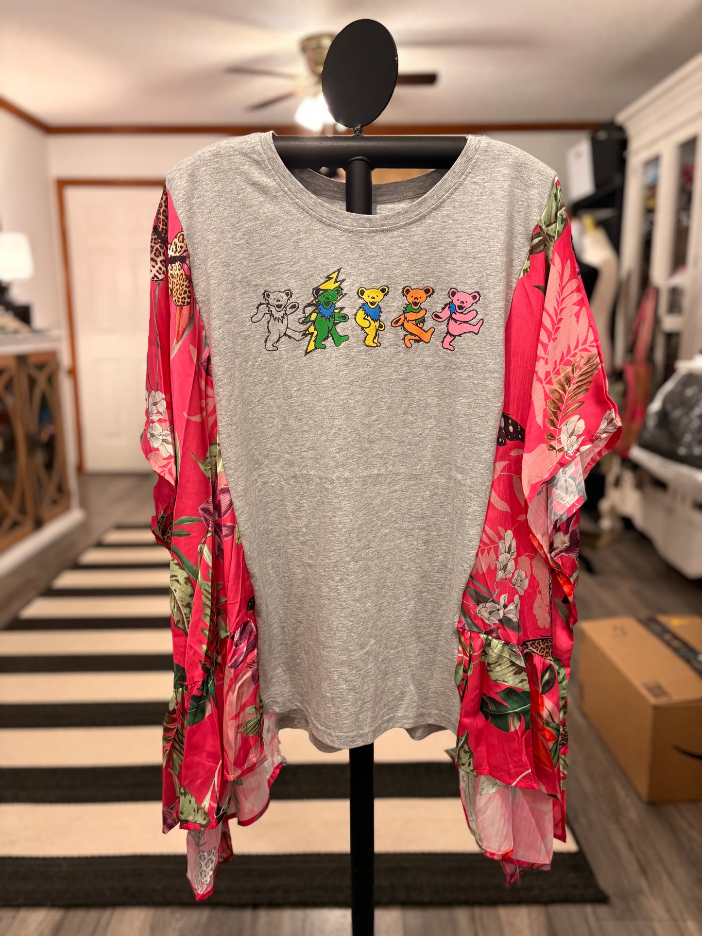 Dancing Dead Upcycled Kimono Top One Size Fits a Small to 3X