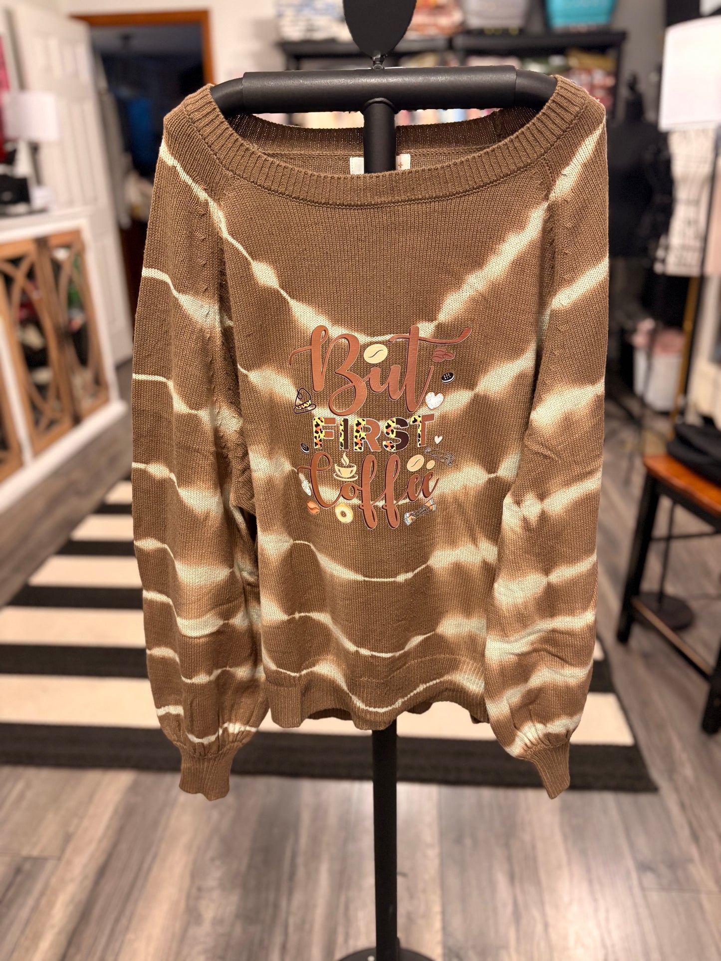 Coffee First Upcycled Oversized Sweater Fits Large/XL