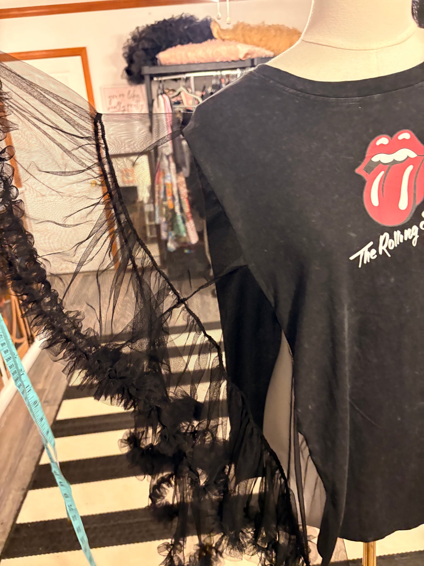 Stoned Upcycled Rockstar Poncho One Size Fits a Small to Large
