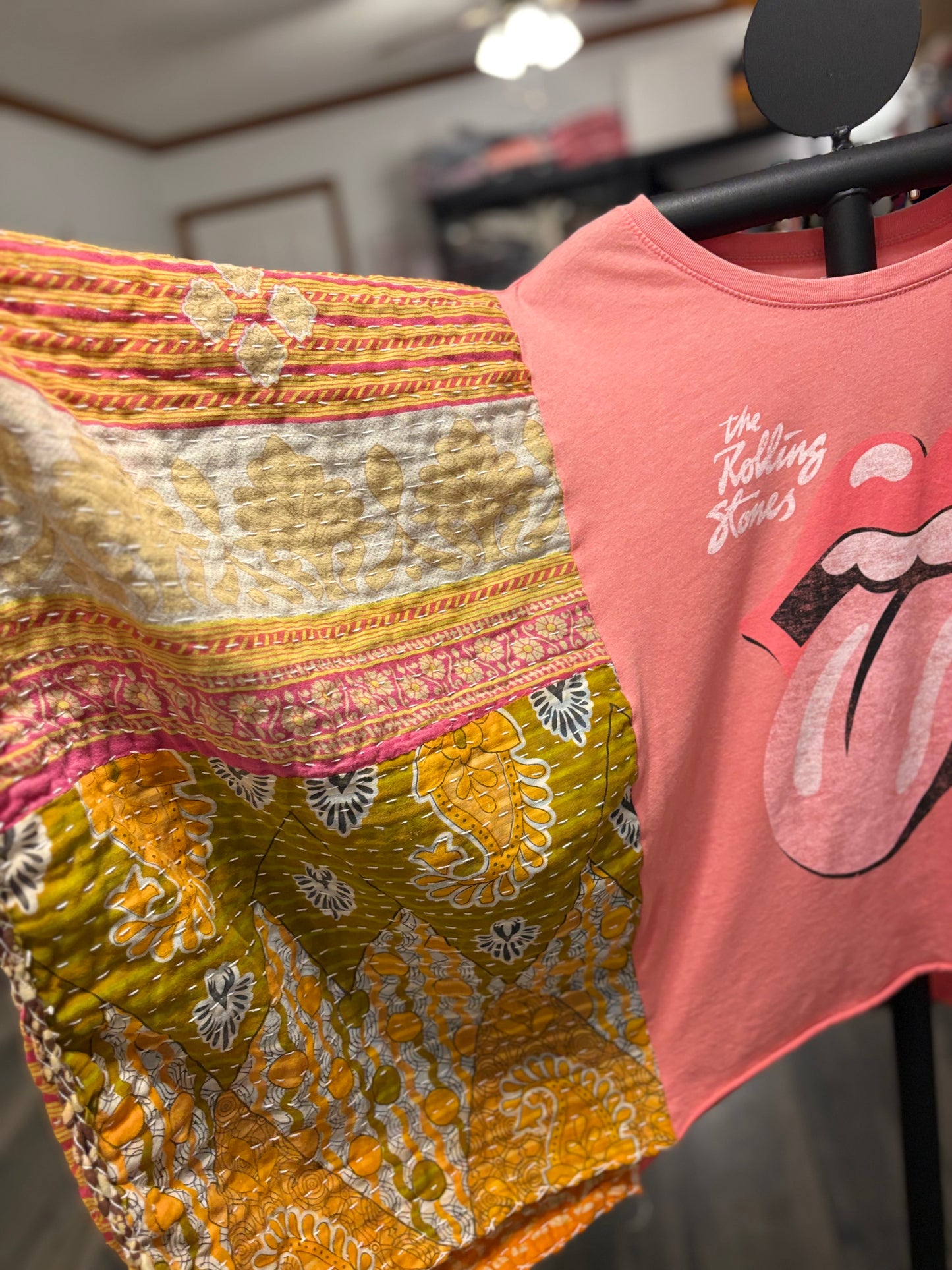Stones Upcycled Vintage Kantha Poncho Tee One Size Fits A Large to 3X