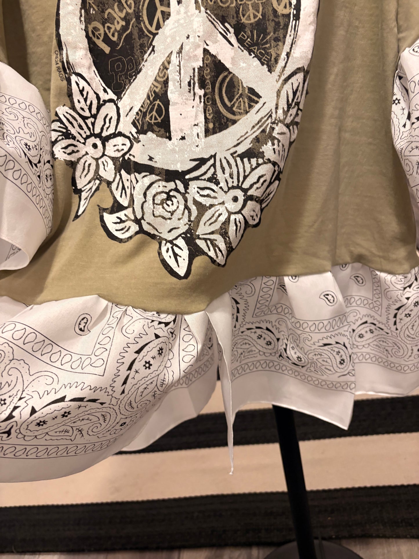 Peace Bandana Baby Doll Tee Fits a Small to 2X