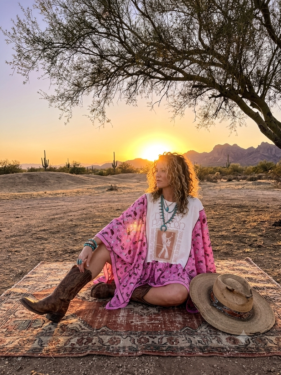 2015 Nashville Dolly Bandana Ruffled Poncho One Size Fits a Small to 3X