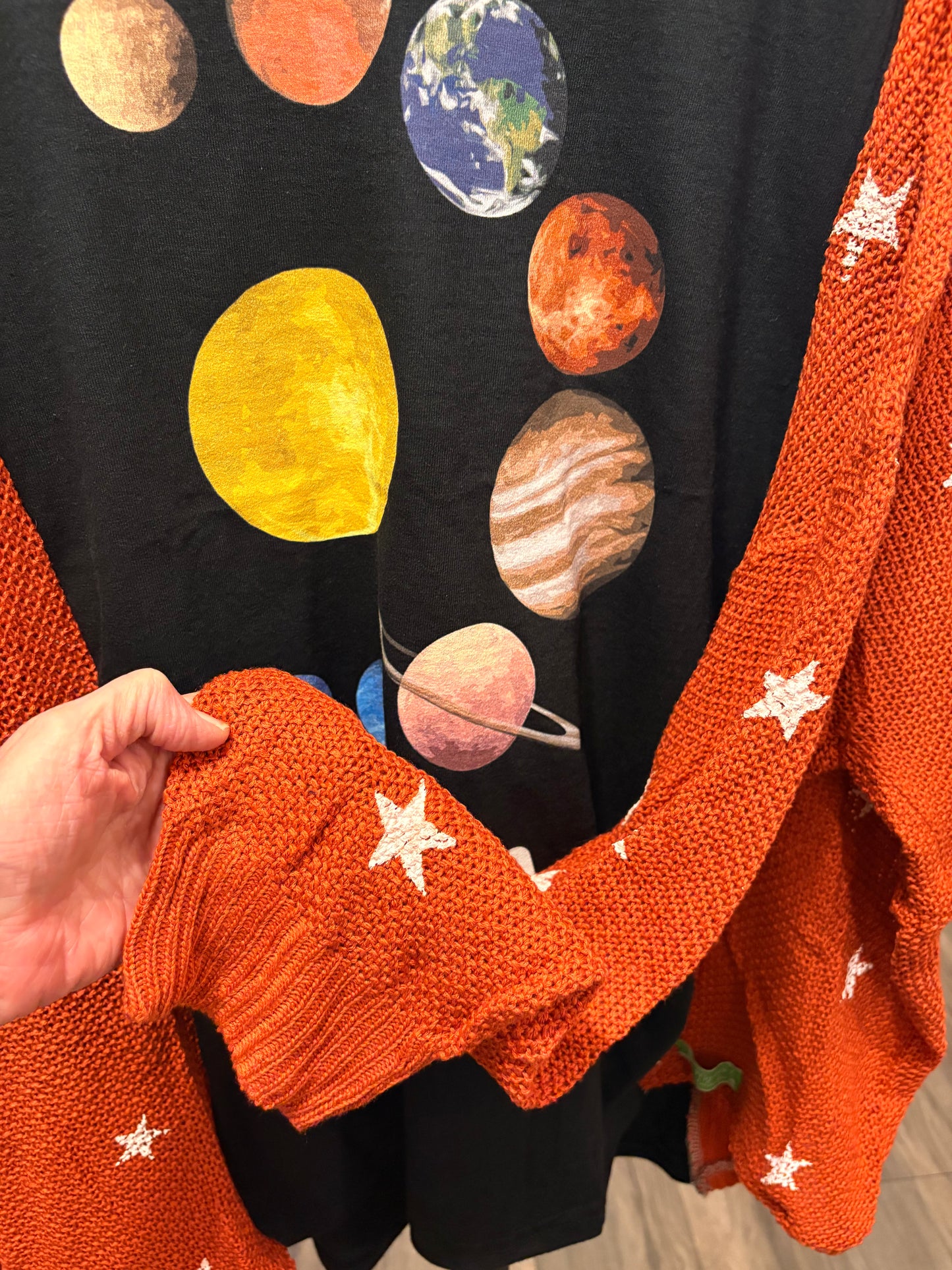 Reach for the Stars Star Sweater Tee One Size Fits a Large to 3X Oversized (rust)