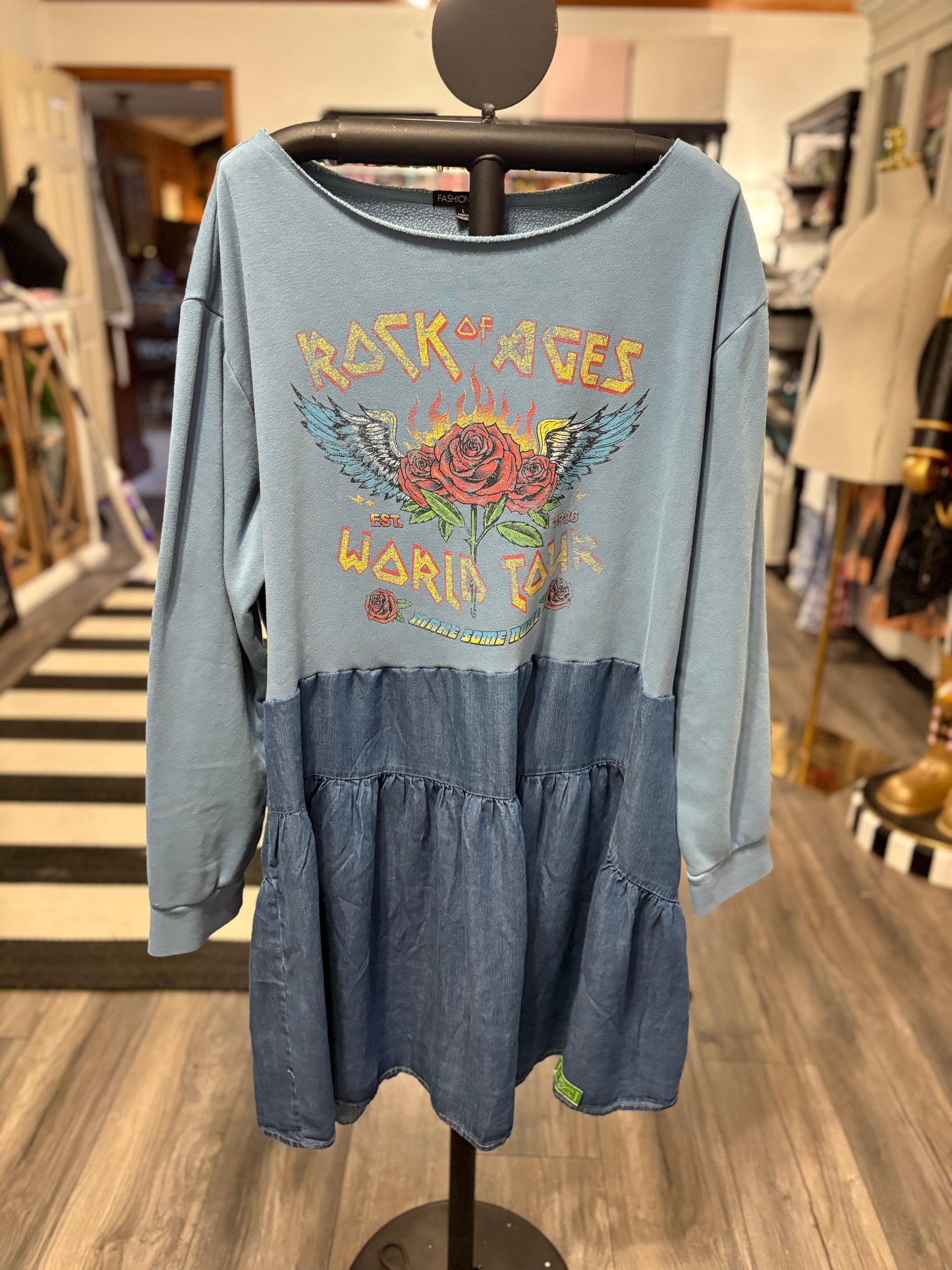 Rock of Ages Rockstar Sweatshirt Dress One Size Fits a Size 6-16