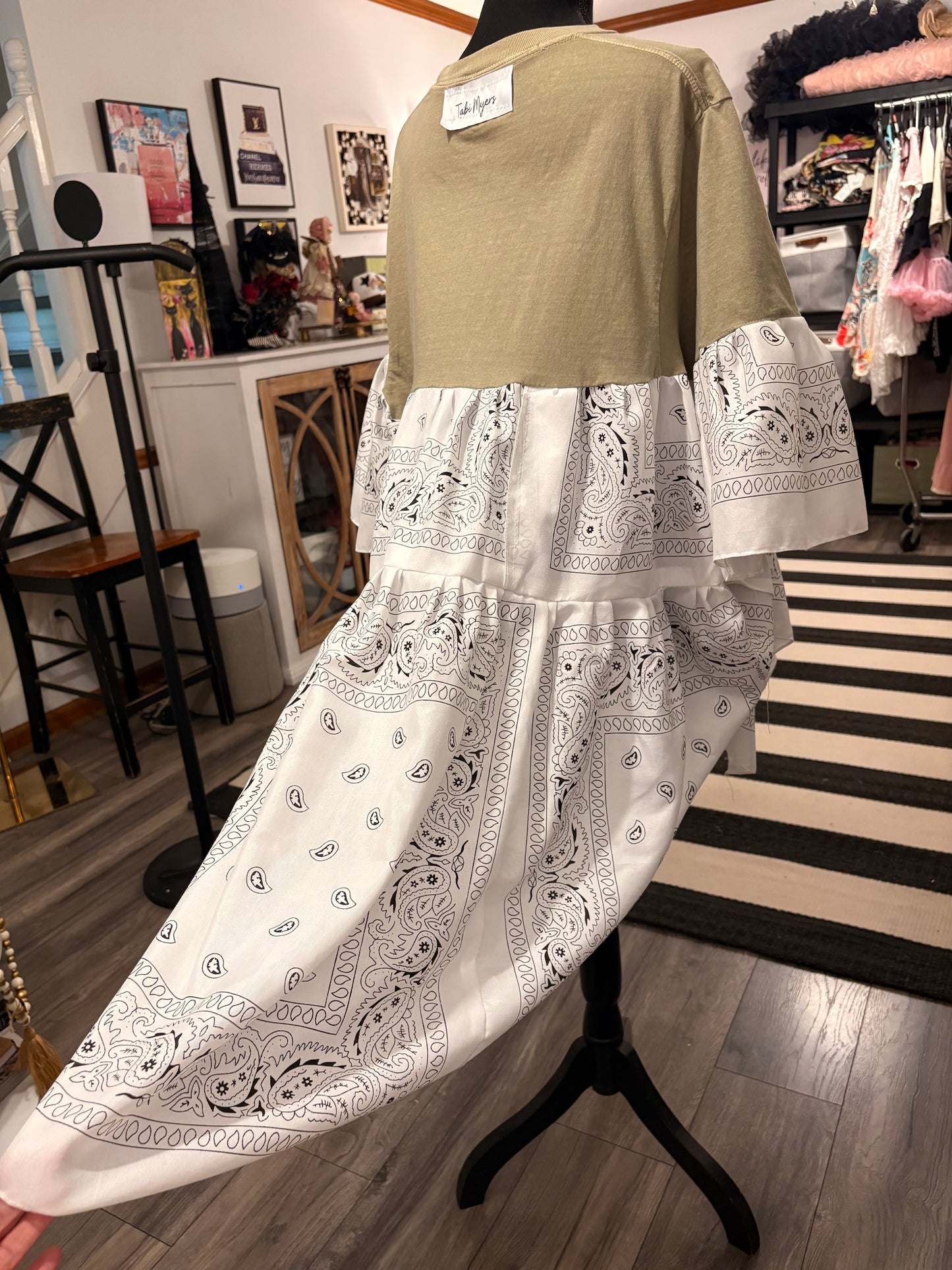 Peace Bandana Ruffle Hi/Lo Tee Fits a Small to XL