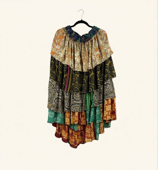 Ruffle Muse Hi-Lo Silk Skirt 1000-25