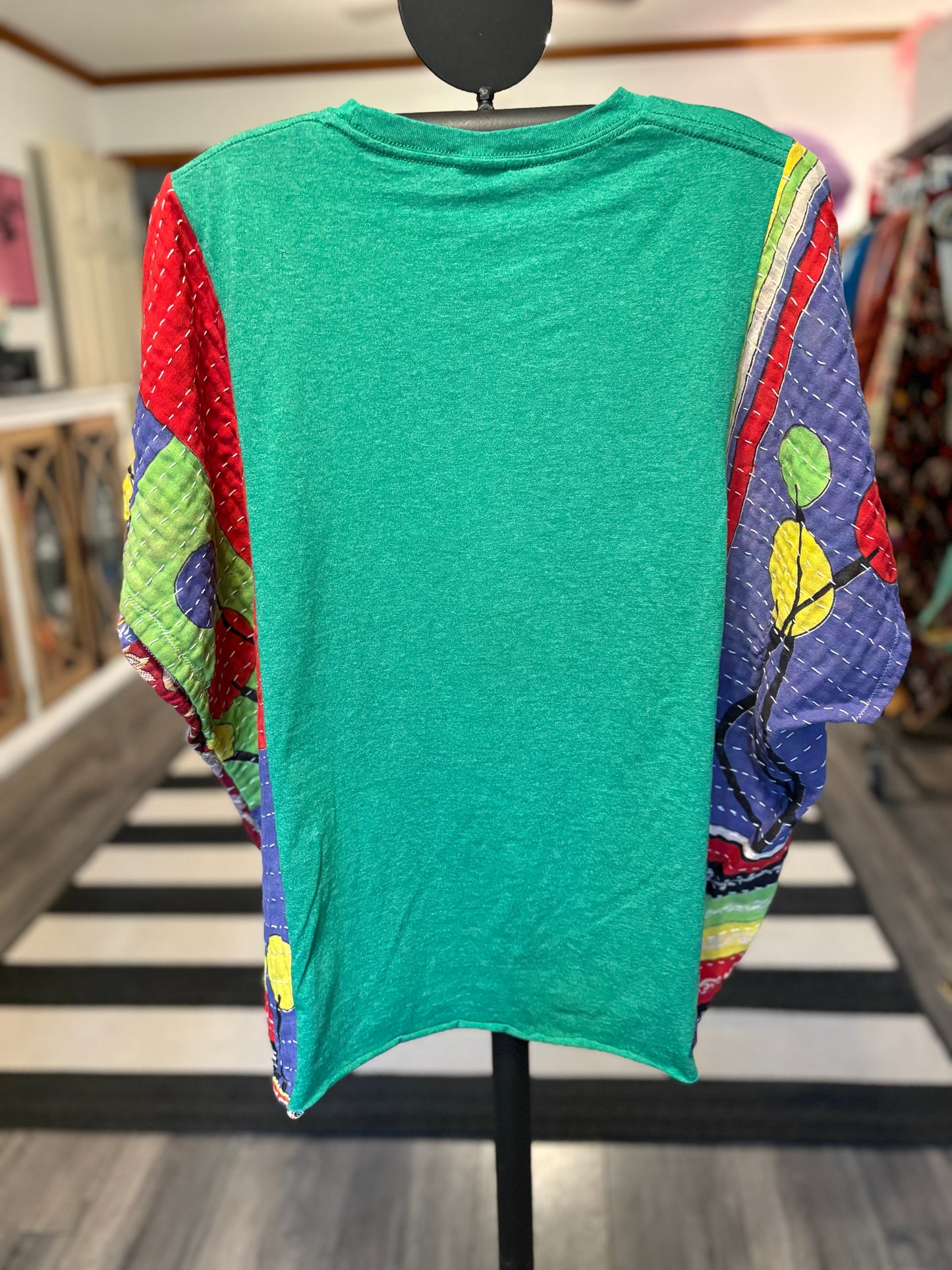 Teenage Mutant Ninja Turtles Upcycled Vintage Kantha Poncho Tee Fits A Size Small to XL