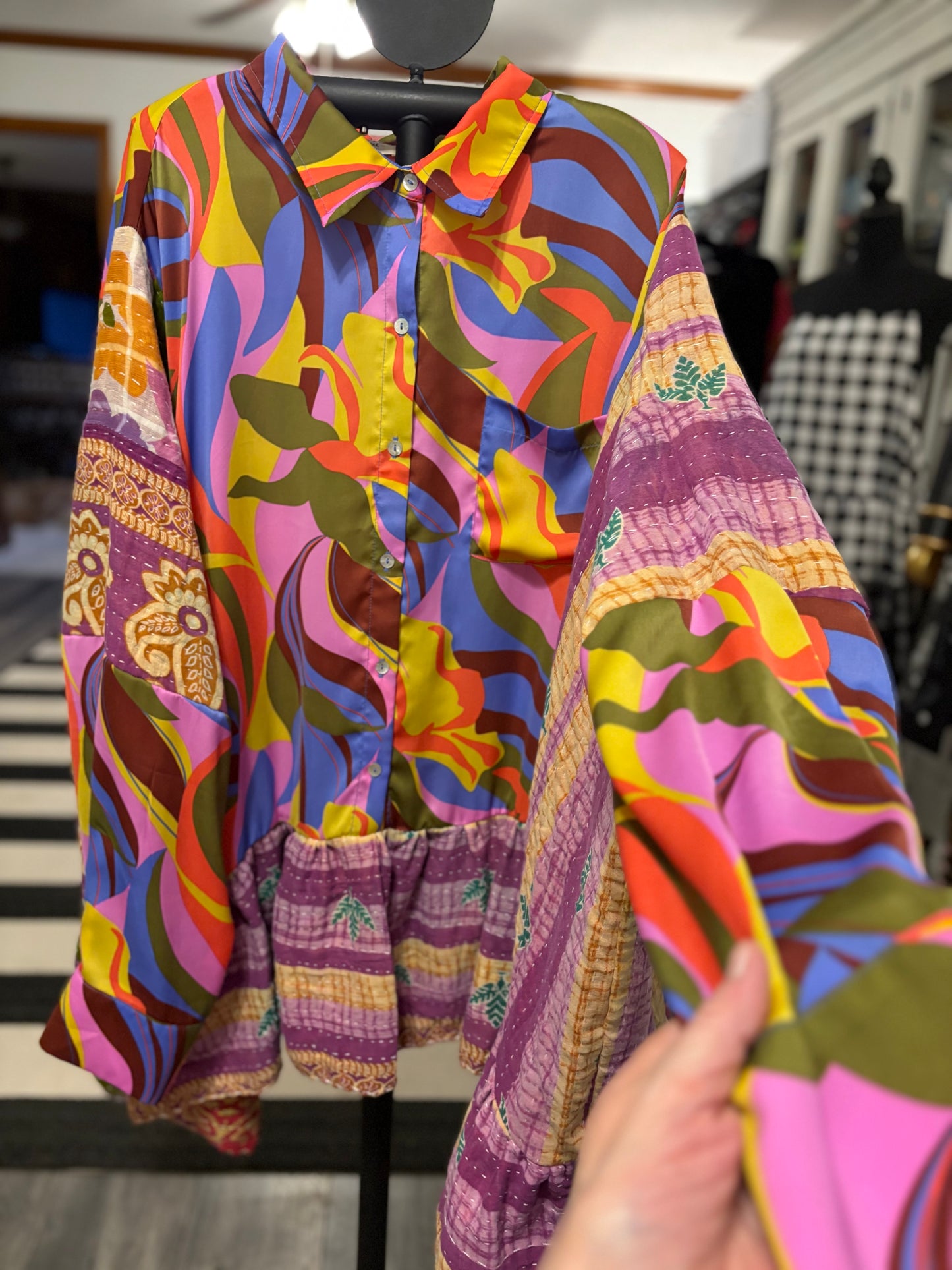 Groovy Upcycled Long Top One Size Fits a Large to 4X