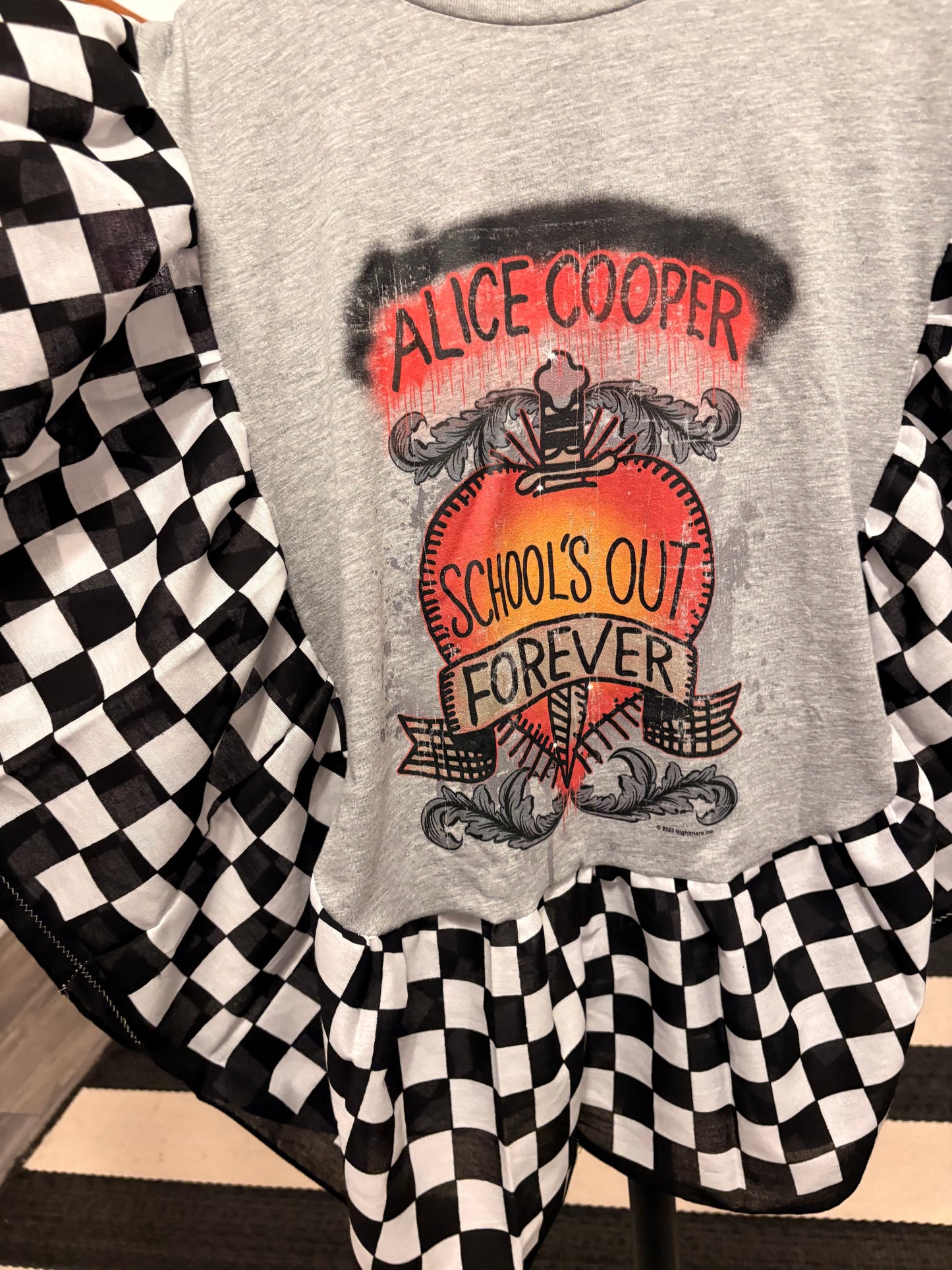 Schools Out Checkered Bandana Ruffled Poncho One Size Fits a Small to 2X