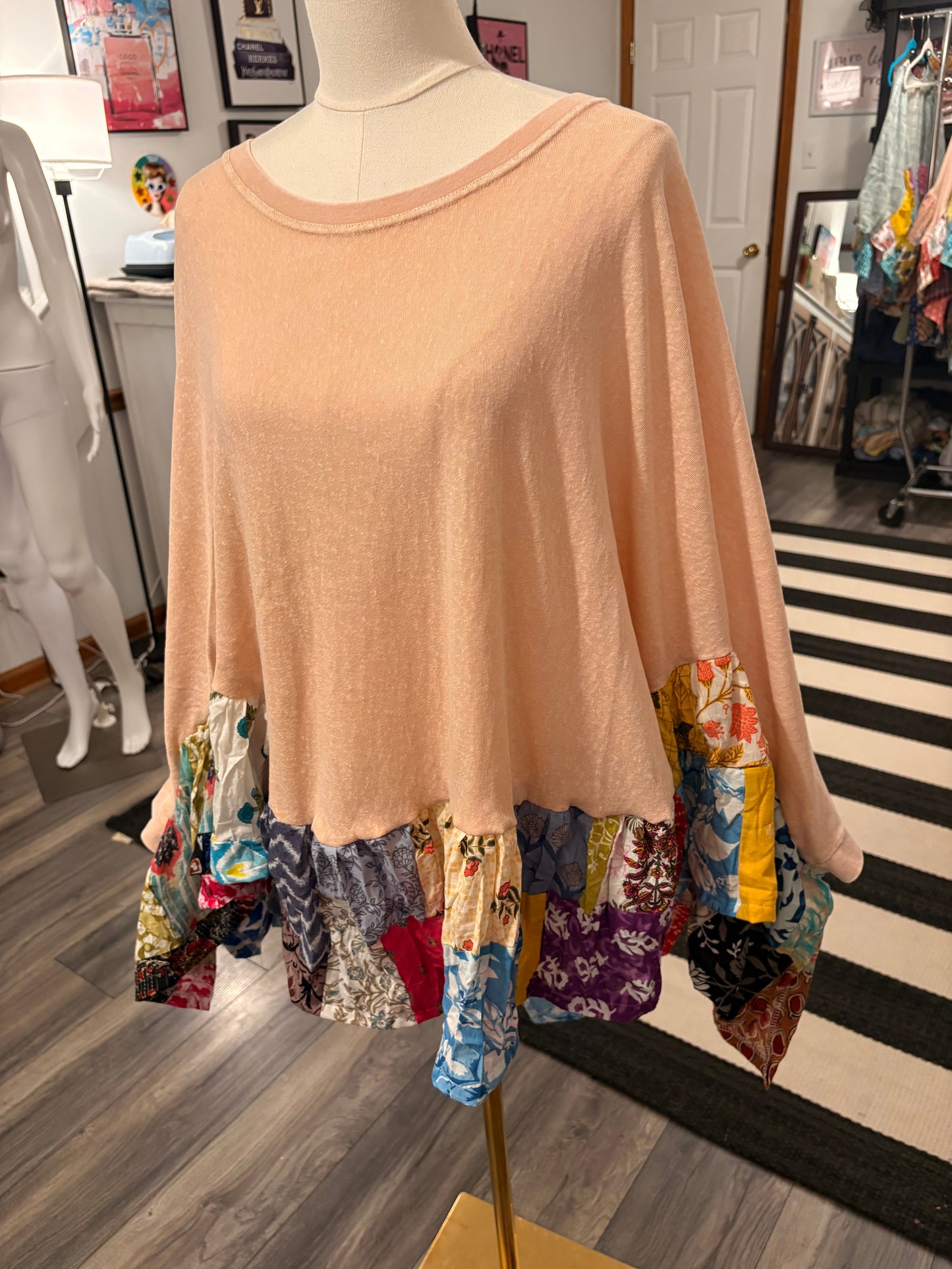 Lilly Upcycled Butterfly Poncho One Size Fits a Large to 3X