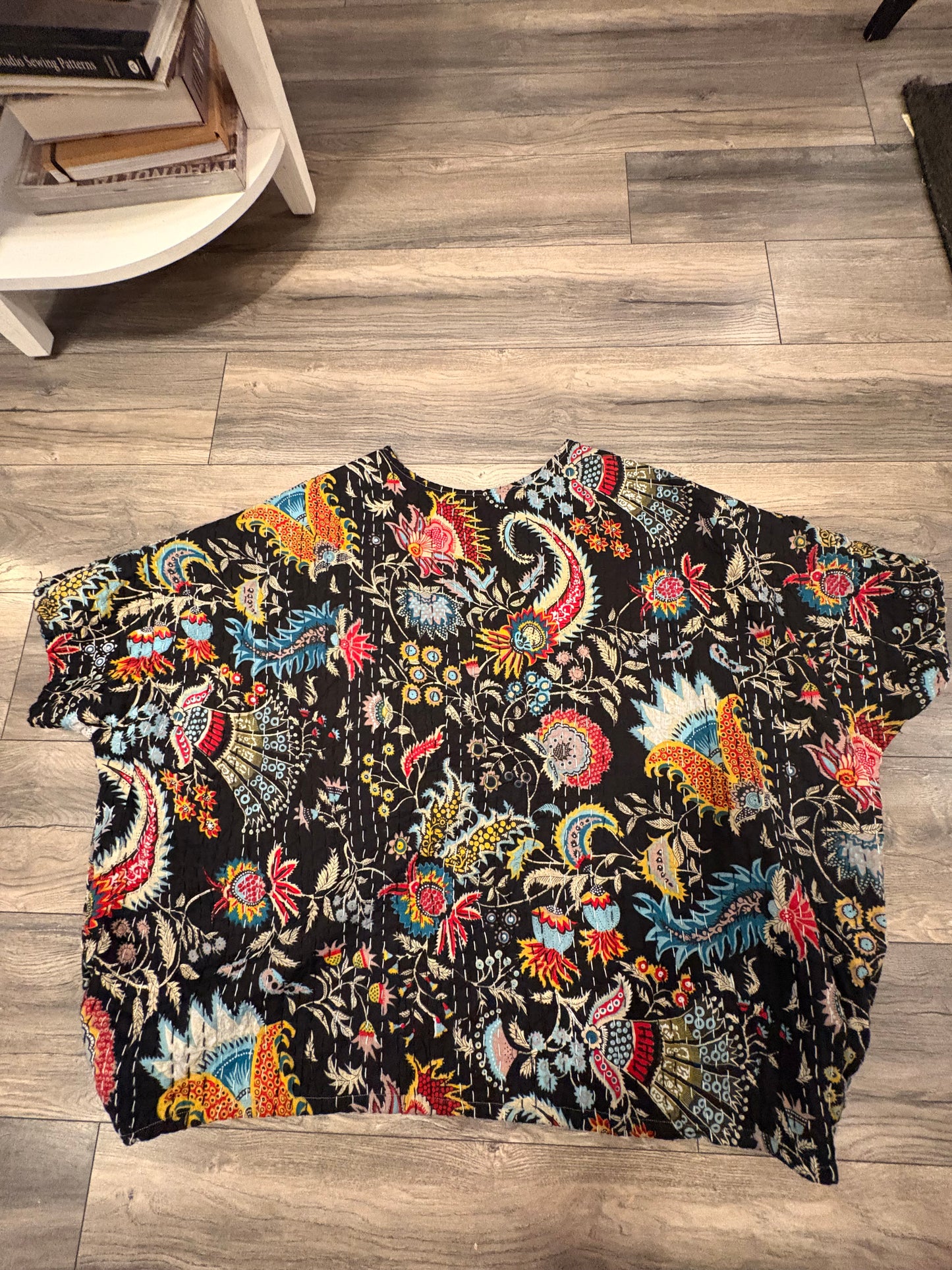 Monica Midnight Paisley Kantha Top One Size Fits Small to 3X