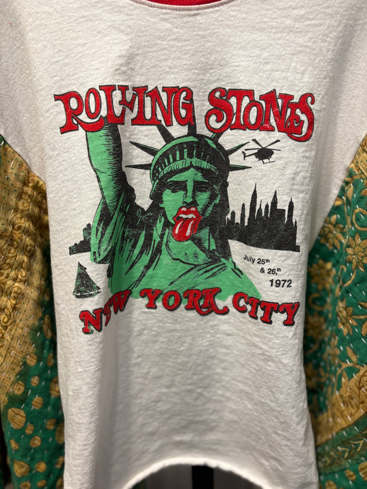 Stones US Tour Upcycled Vintage Kantha Poncho Tee Fits A Size Small to XXL