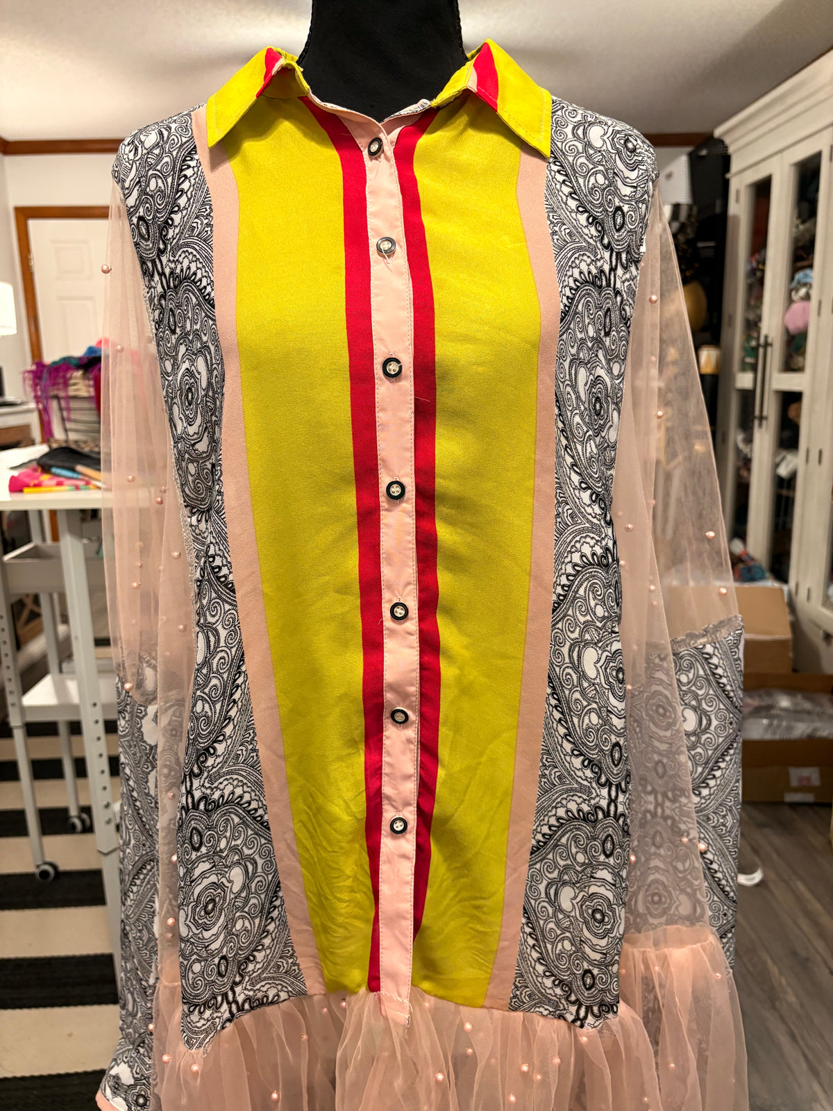 Pretty In pink Mesh and Pearl Tunic One Size fits a Small to 3X
