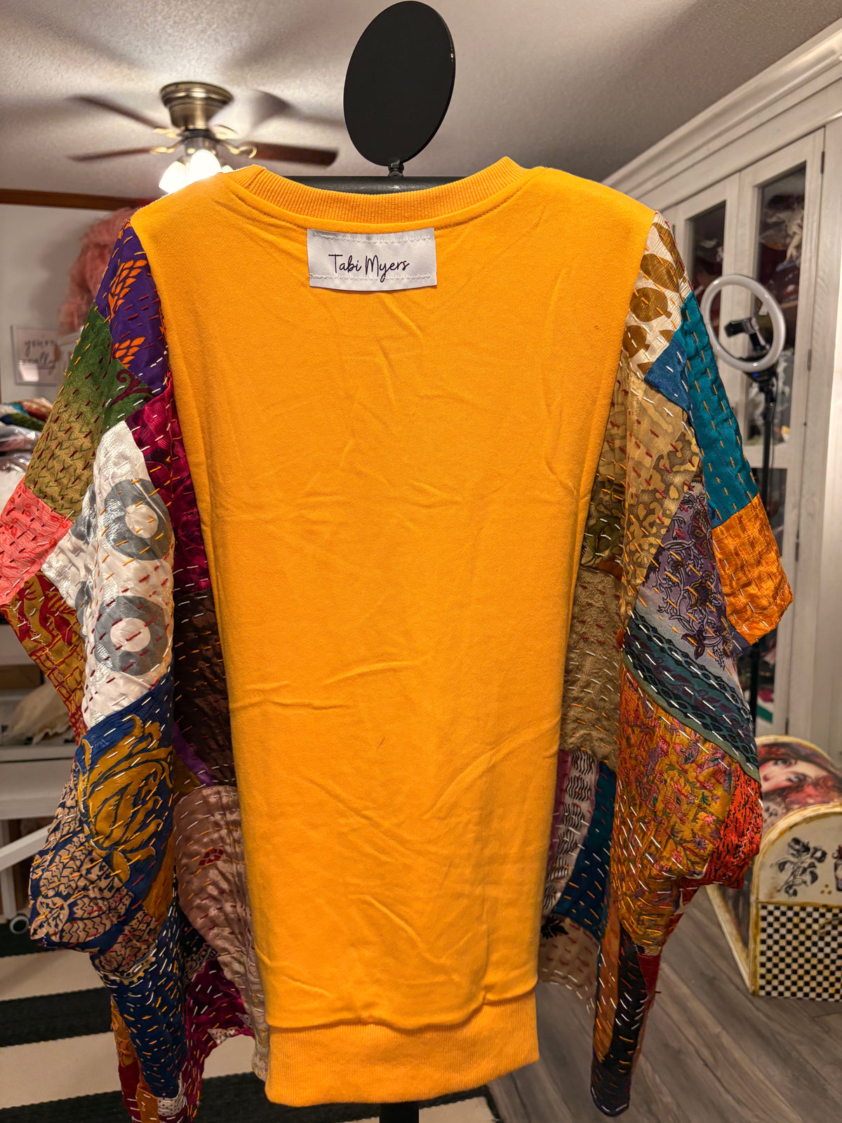 Blessed Upcycled Silk Patchwork Kantha Poncho One Size Fits a Small to 3X