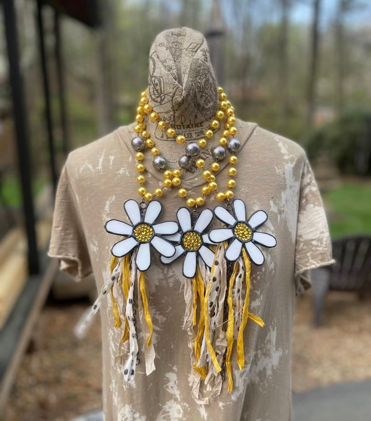Daisy Stain Glass Necklace