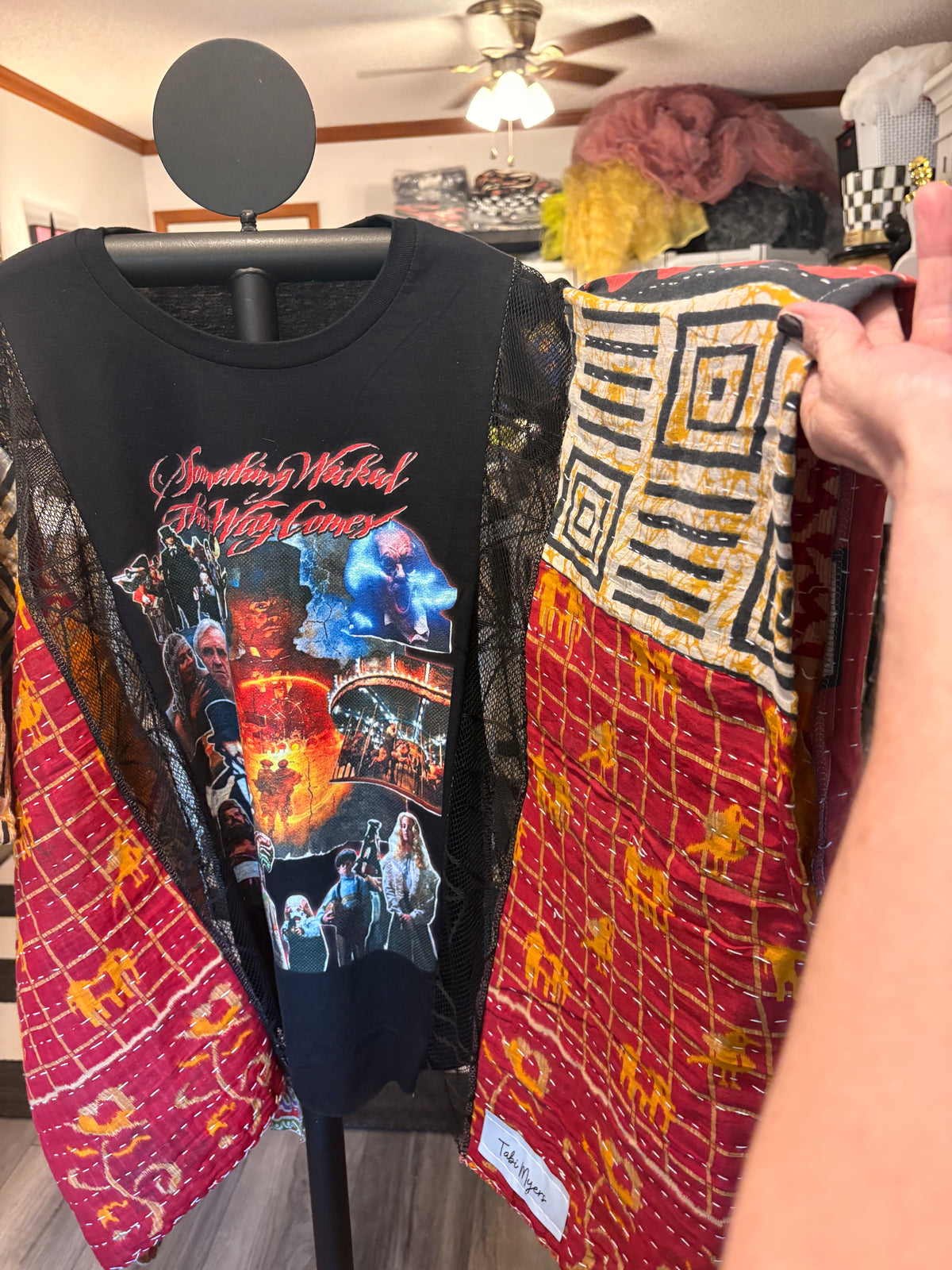 Something Wicked Lace and Kantha Poncho Tee One Size Fits Small to XXL