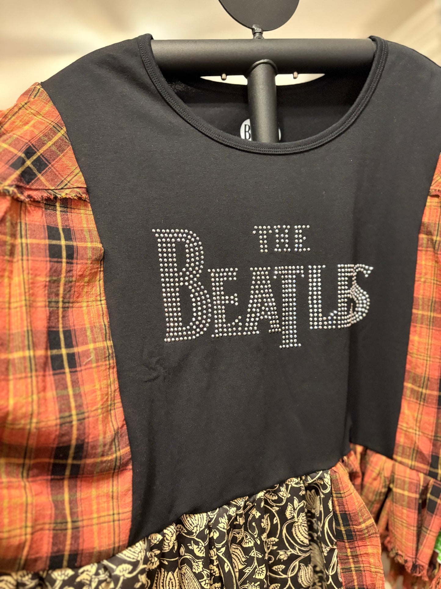 Rocky Raccoon Upcycled Drop Sleeve Flannel Ballerina Tee One Size Fits A Small to XL Oversized