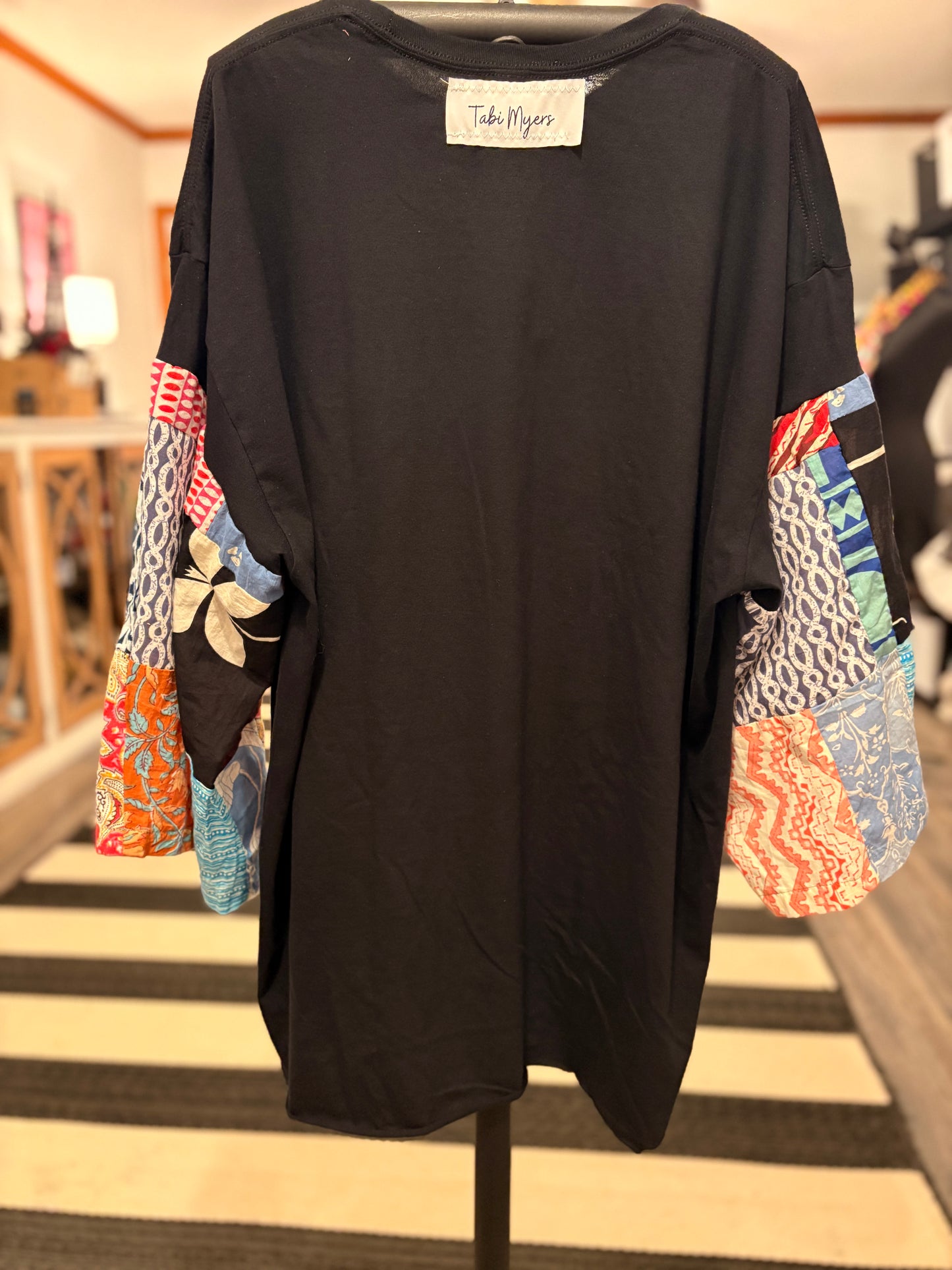 Photograph Patchwork Sleeve Tee Fits a Small to 2X