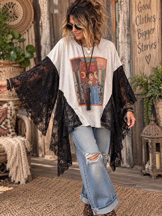 When It Rains Drama Mama Lace Tee One Size fits a Small to XL