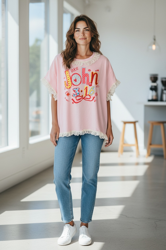 John 3:16 Pretty Little Tee One Size Fits a Large to XL