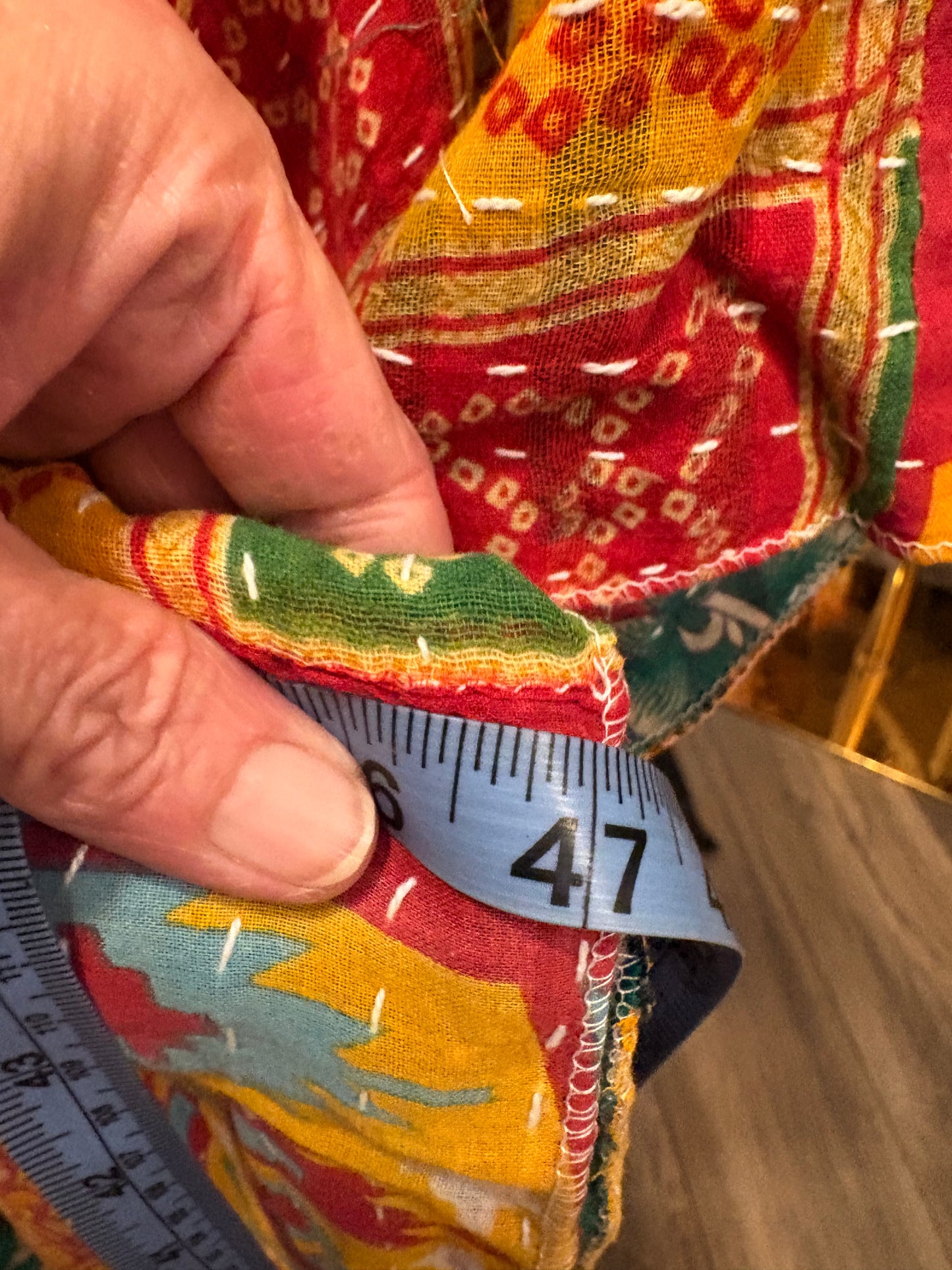 Patience Vintage Kantha Fabric Hood Oversized Poncho Top Dress One Size Fits Most