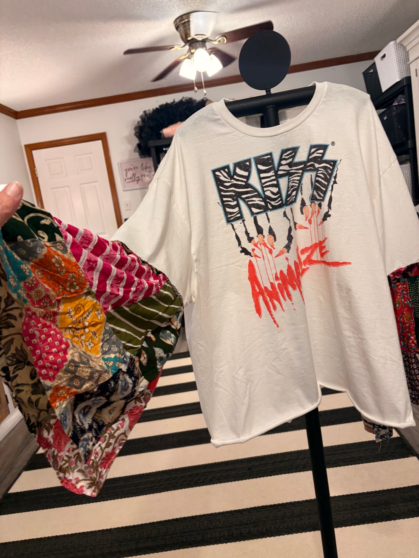Animalize Flare Patchwork Sleeve Tee Fits a Small to 2X