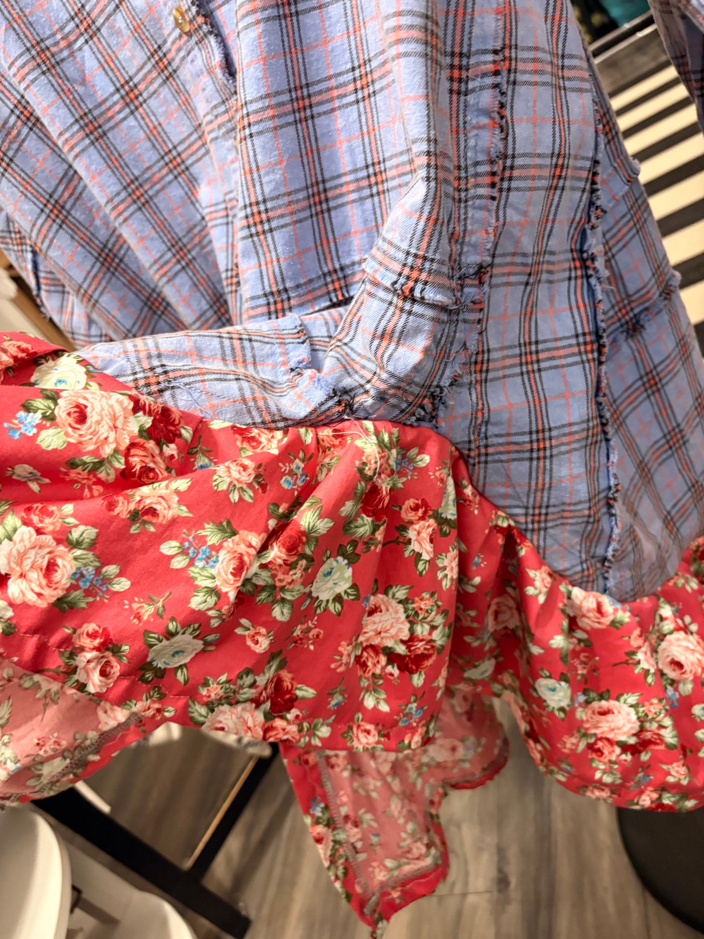 Bethany Upcycled Oversized Frayed Flannel Dress One Size Fits a Small to XXL