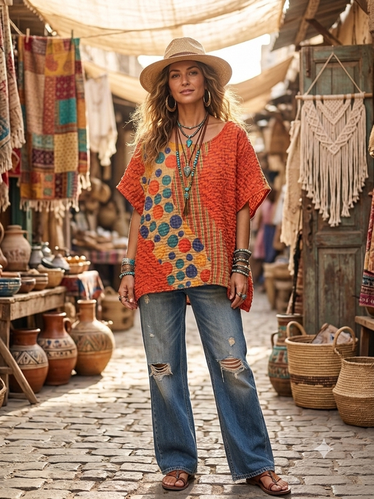 Poppy Kantha Top One Size Fits a Small to XXL