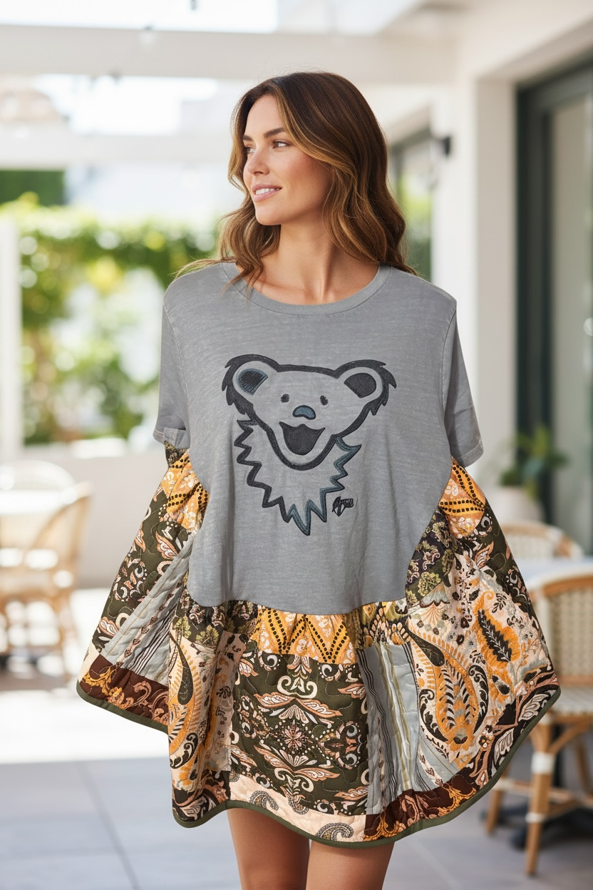 Grateful Dead Quilted Rock Angel Poncho One Size Fits an XS to Large (0-10) Oversized