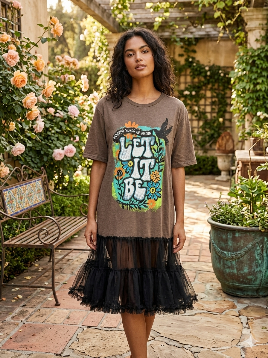 Let It Be Upcycled Rockstar Dress One Size Fits a Small to 3X