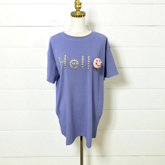 Hello Tunic Tshirt Dress Lilac