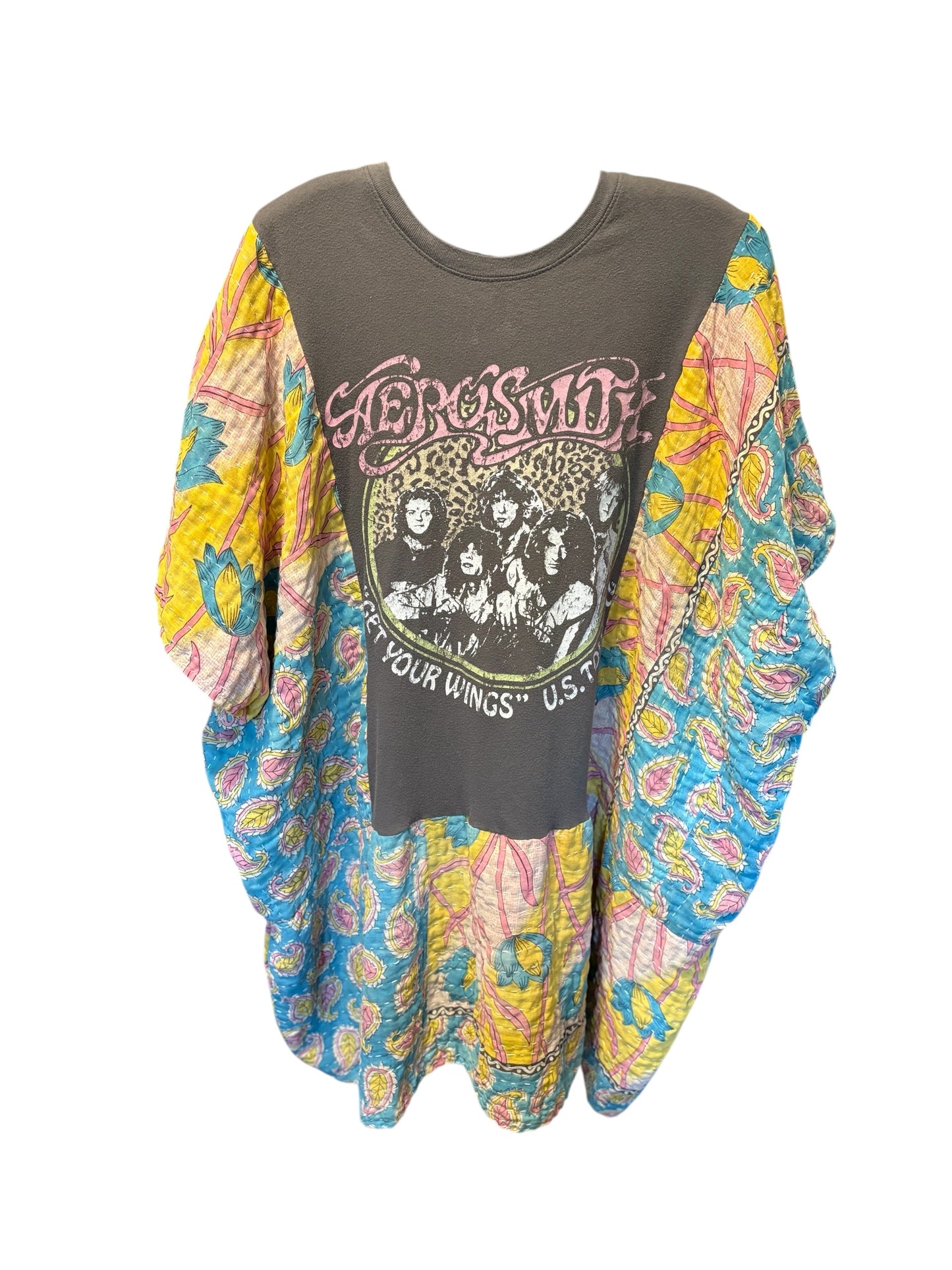 Aerosmith Upcycled Kantha Dress Fits a Small to XXL Super Oversized