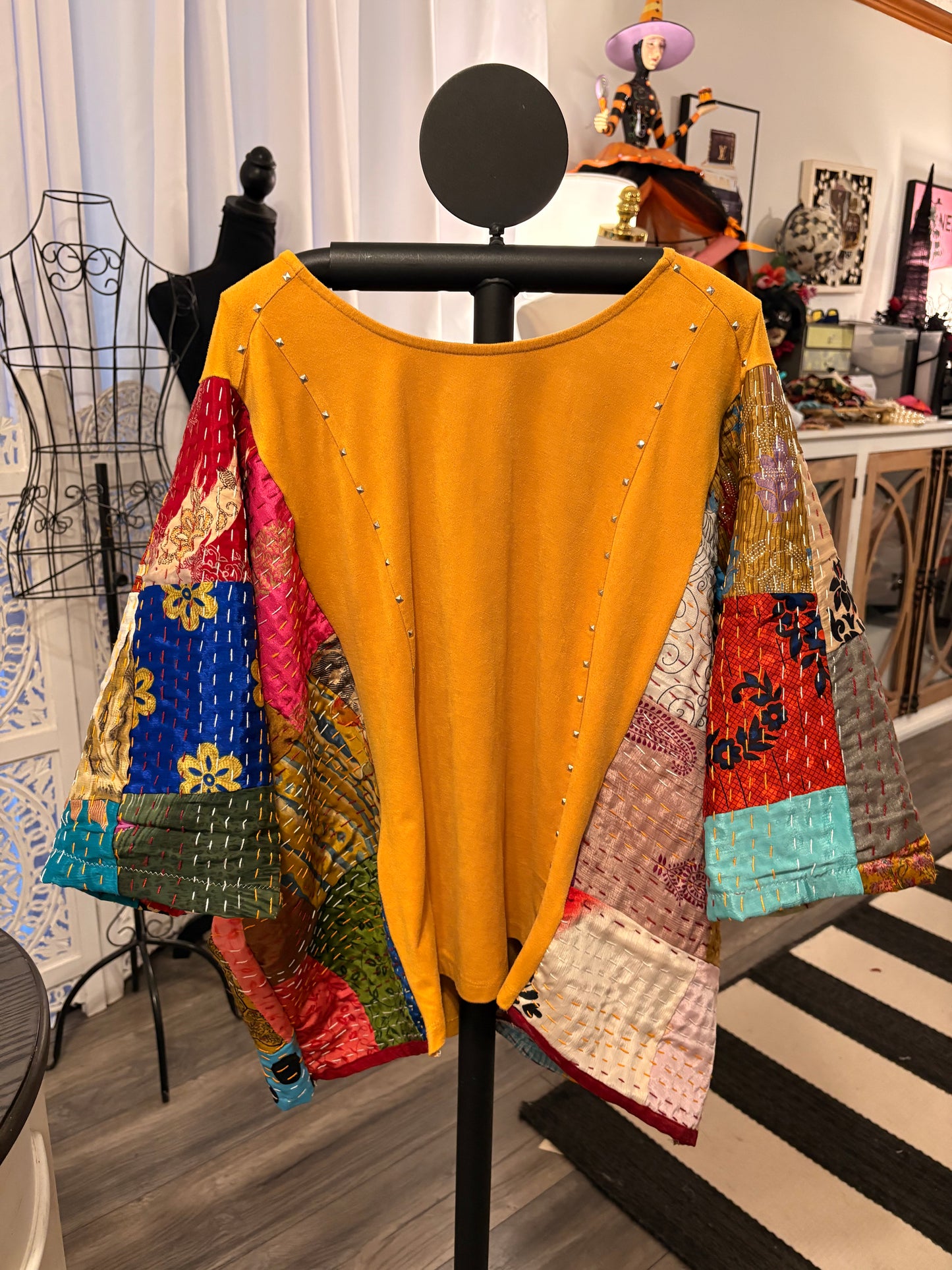 Lisa Silk Kantha Sleeve Poncho One Size Fits a Small to XL