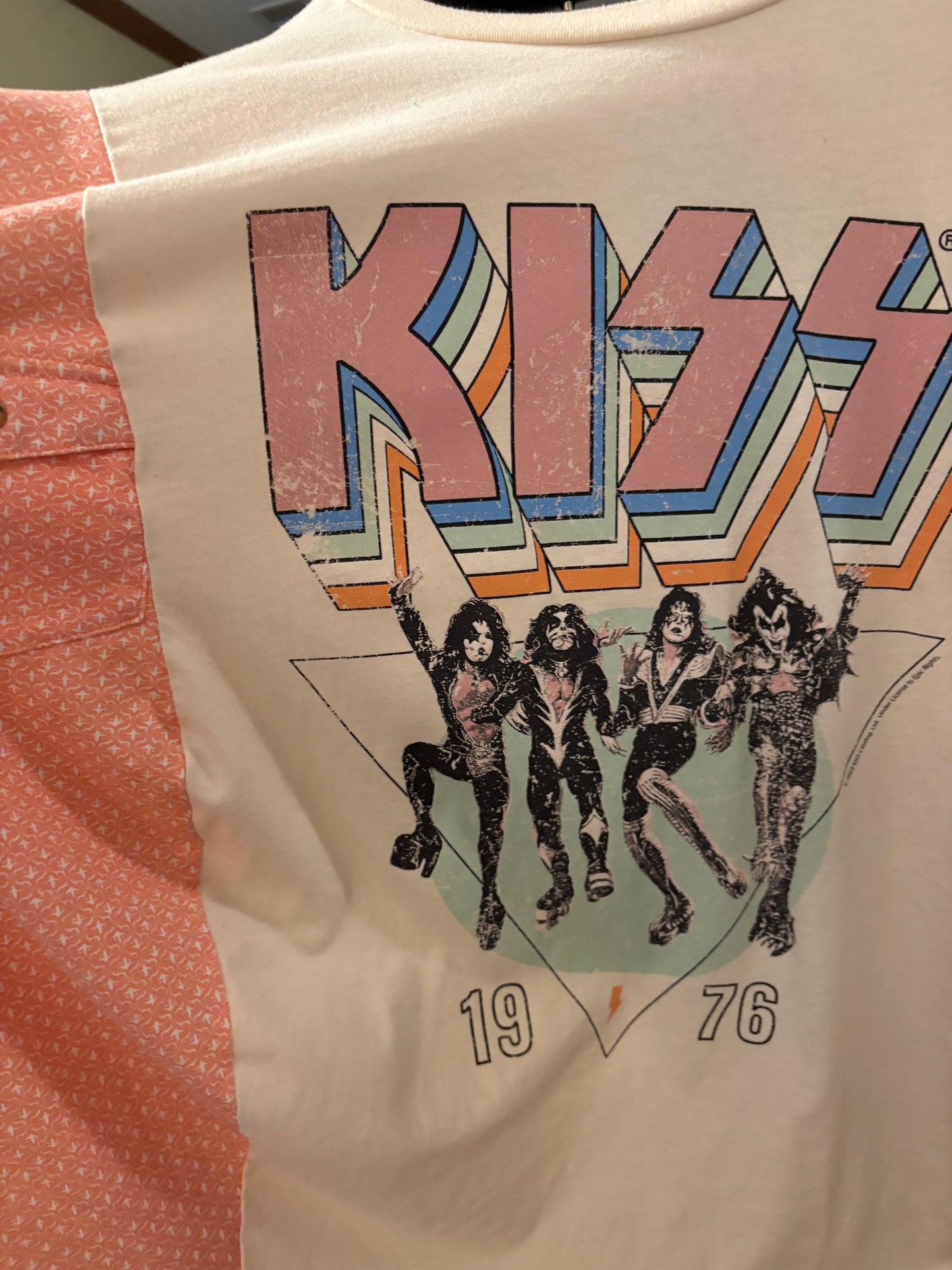 Kiss Upcycled Drop Sleeve Tee One Size Fits an XL to 3X