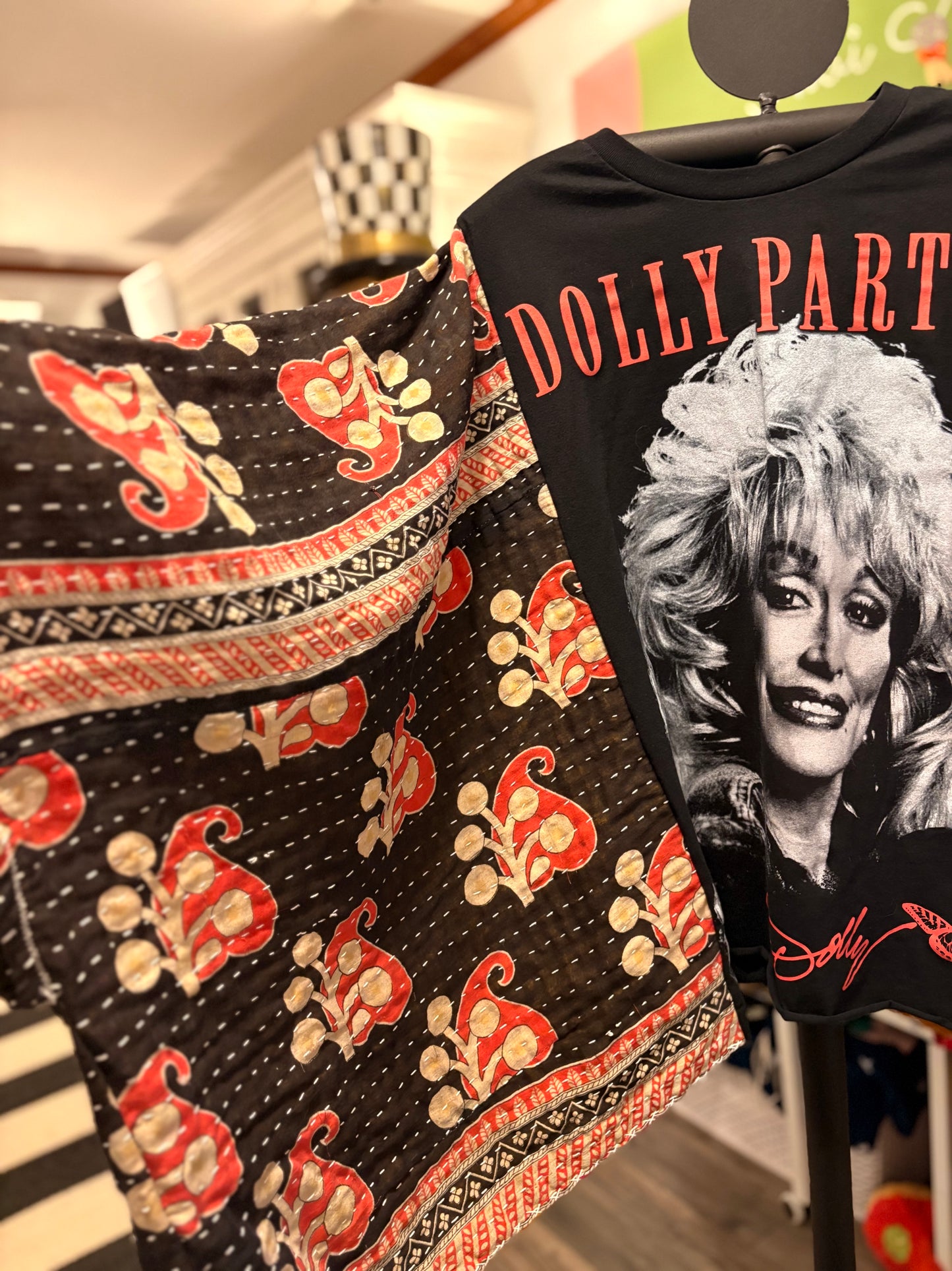 Be Like Dolly Upcycled Vintage Kantha Quilt Poncho Tee One Size Fits a Small to XXL