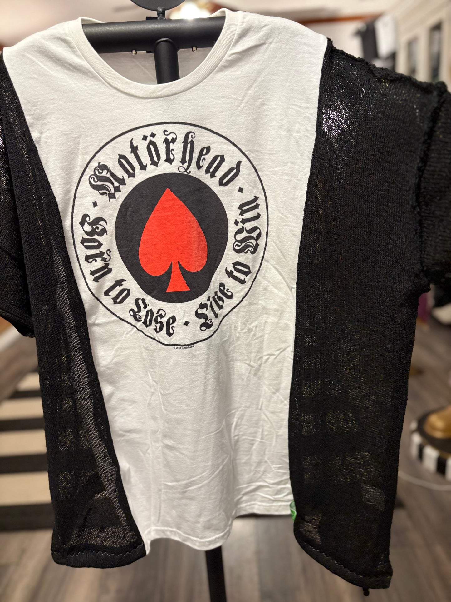 Ace of Spades Upcycled Drop Sleeve Mesh Sweater Tee One Size Fits A Small to XXL Oversized