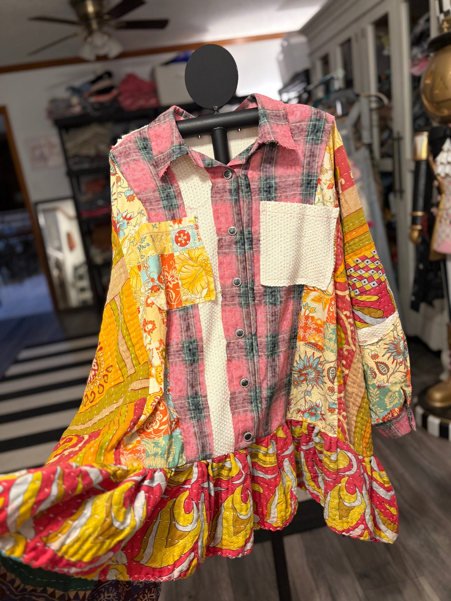 Abby Upcycled Vintage Kantha Dress/Long Shirt One Size Fits Most