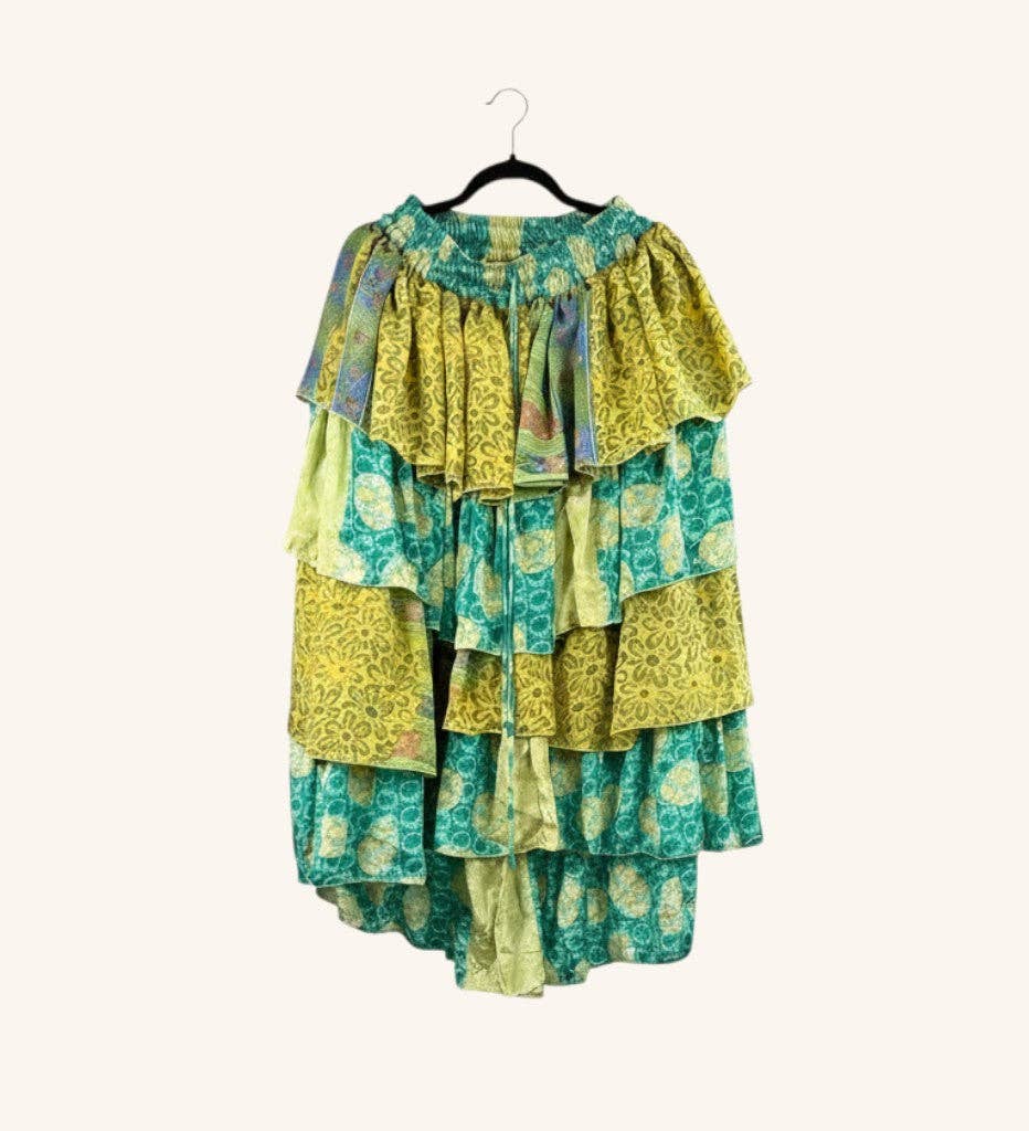 Ruffle Muse Hi-Lo Silk Skirt 1000-13