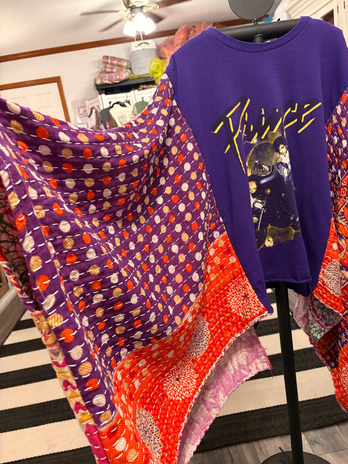 Purple Rain Vintage Kantha Poncho One Size Fits a Small to XXL