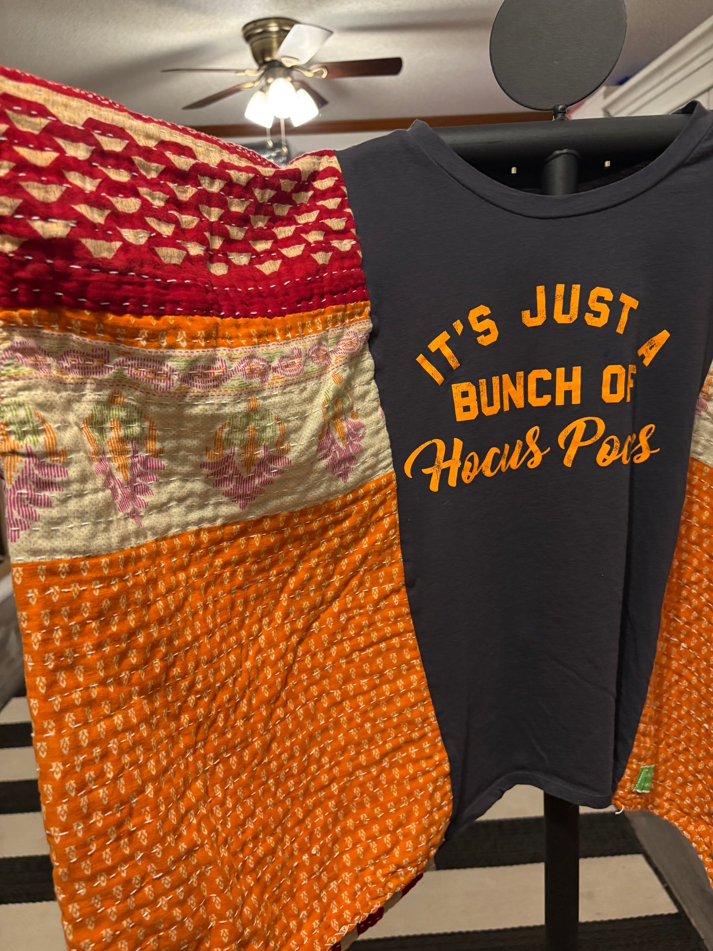 Hocus Pocus Upcycled Vintage Kantha Poncho Tee Fits A Size Small to XL