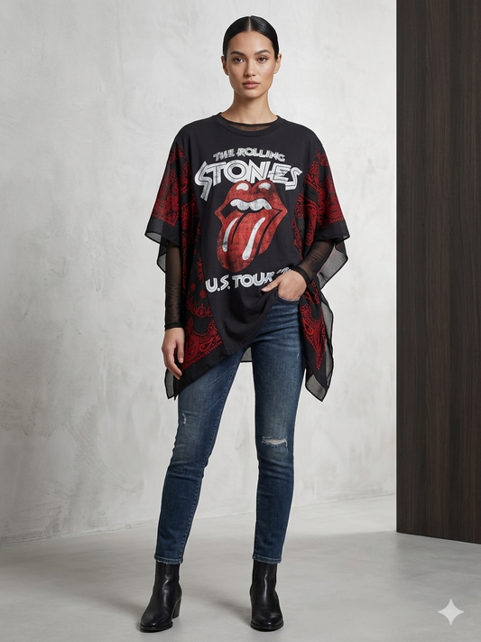 Satisfaction Bandana Sleeve Tee Fits a Small to XL