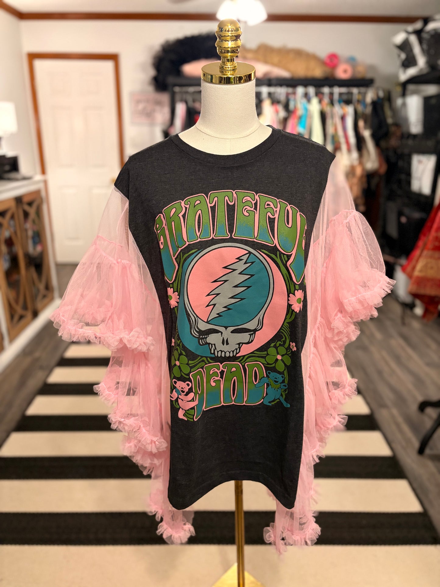 Dead Pink Upcycled Rockstar Poncho One Size Fits a Small to XL