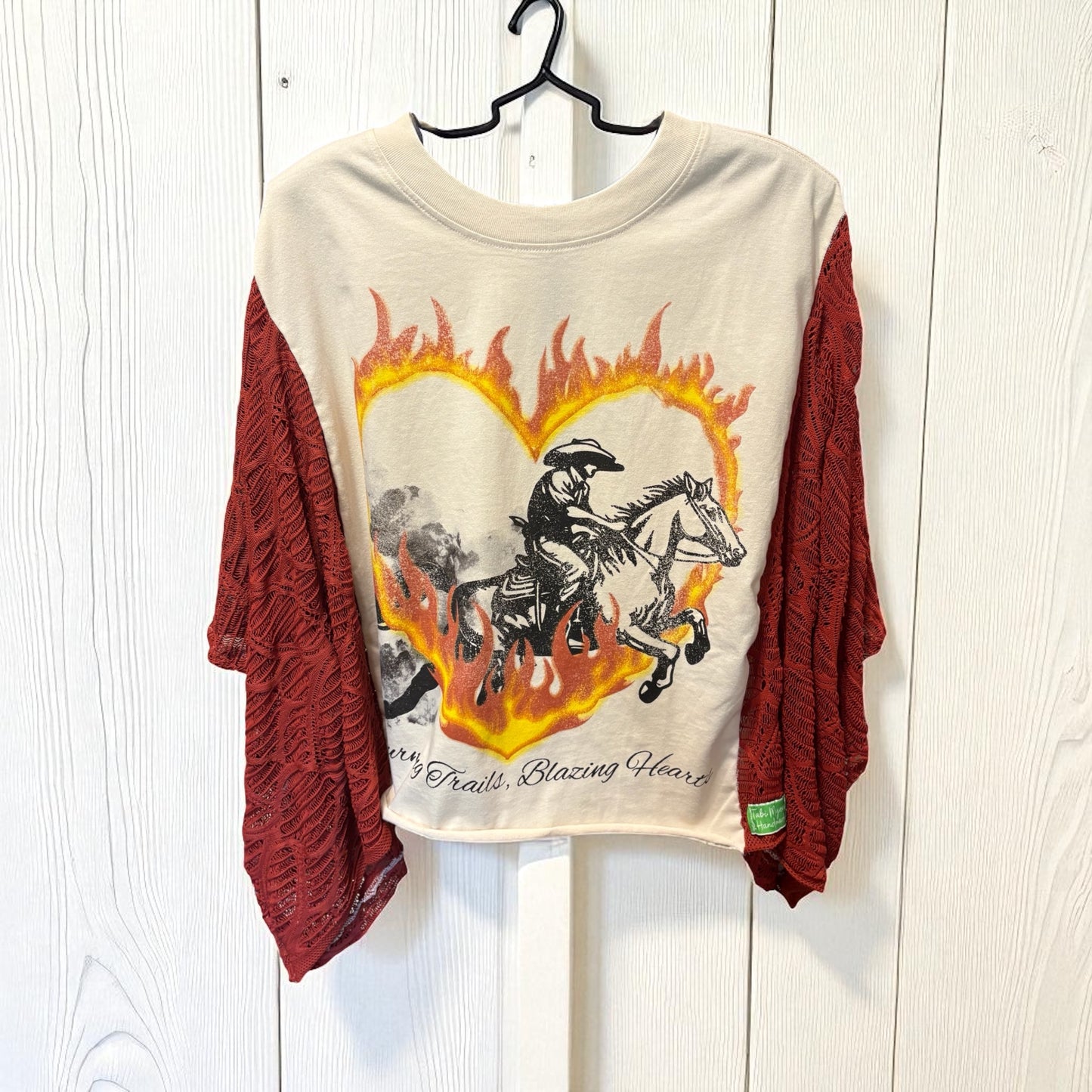Cowboy Heart Upcycled Crochet Tee One Size Fits a Small to XXL