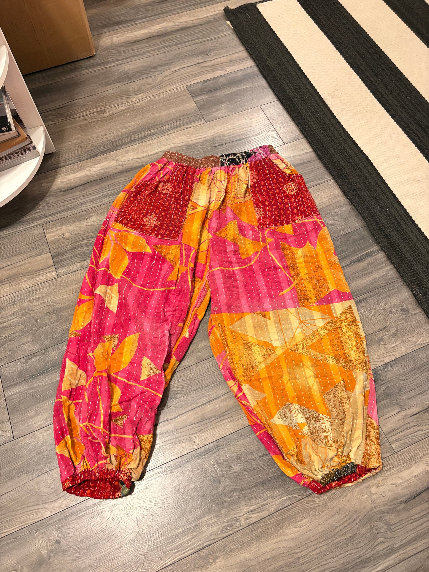 Beatrice Women Vintage Kantha Quilt Cotton Reversible Harem Pant One Size Fits Size 4-16